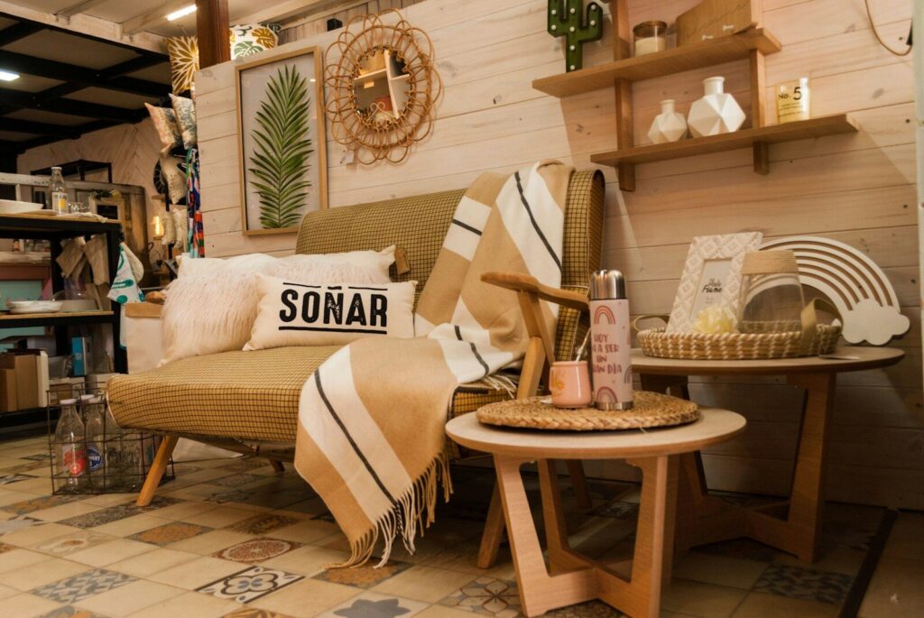 white and brown wooden chair